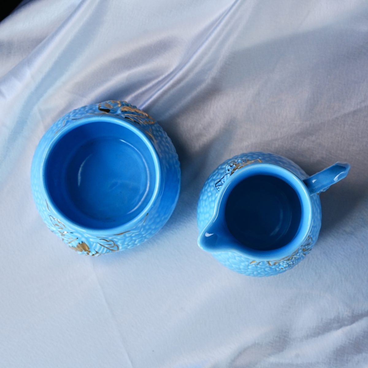 Vintage Wade Golden Turquoise Pitcher & Sugar Bowl Set photo 3