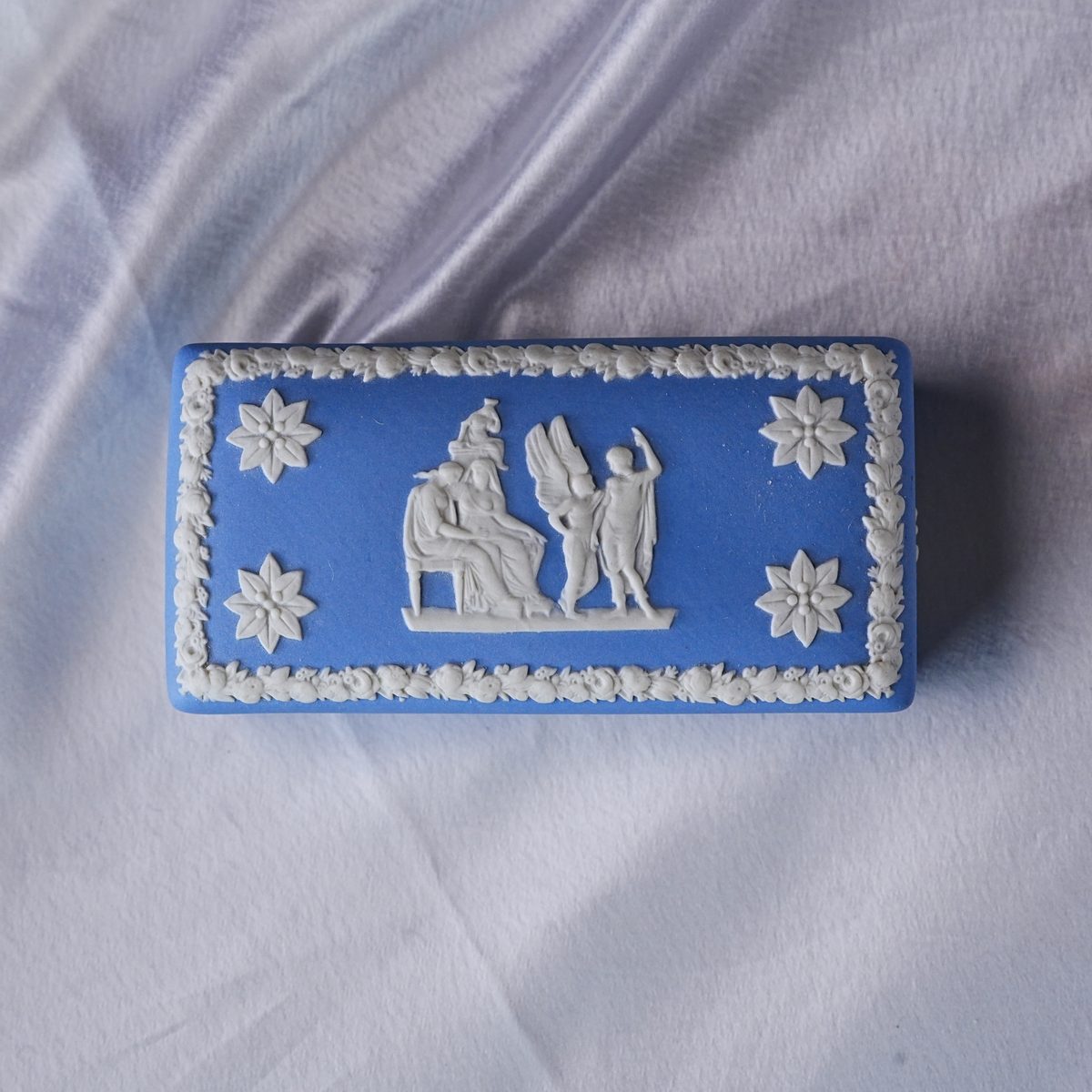 Vintage Wedgwood Blue Jasperware Trinket Box photo 4