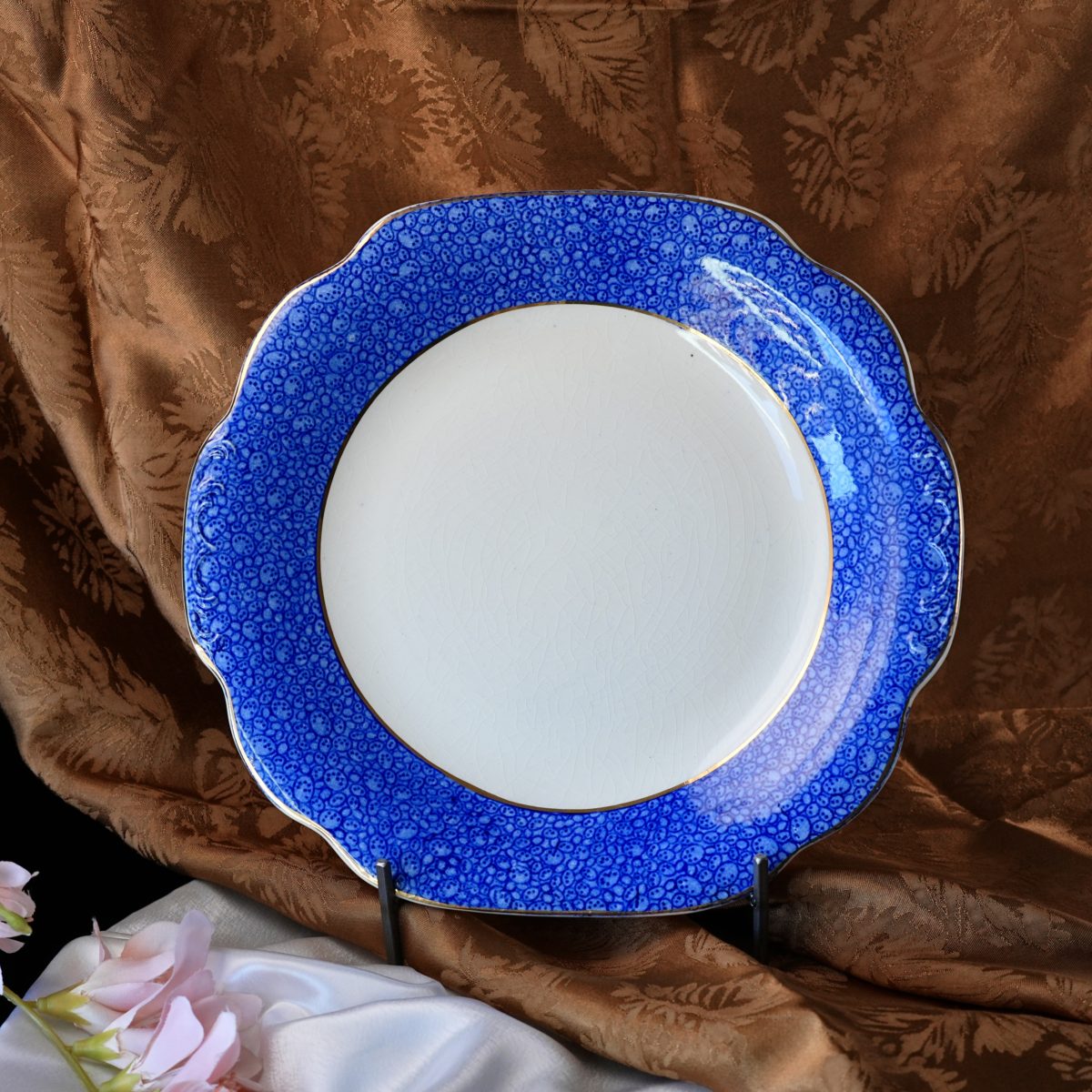 Vintage Wedgwood & Co Garden Blue Chintz Trio and Cake Plate photo 5