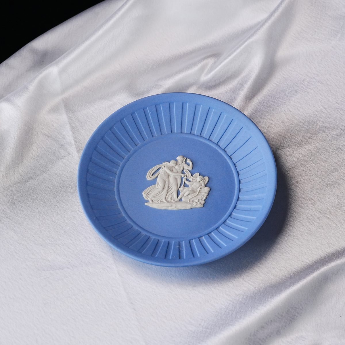Vintage Wedgwood Pale Blue Jasperware Miniature Fluted Tray photo 3
