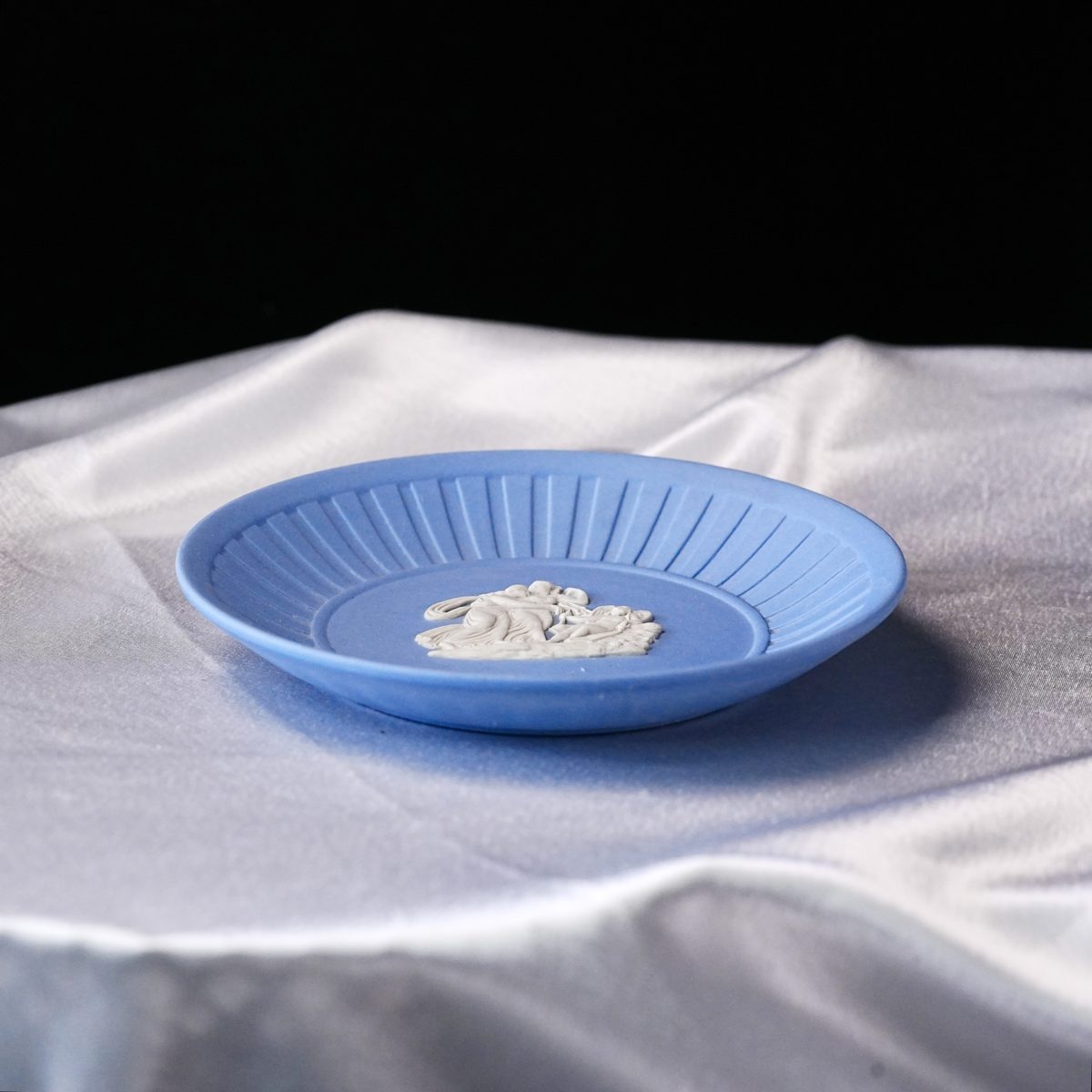 Vintage Wedgwood Pale Blue Jasperware Miniature Fluted Tray photo 5