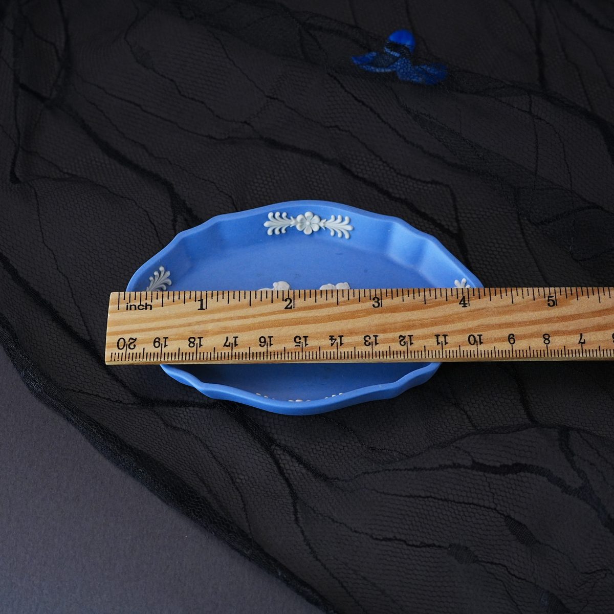 Vintage Wedgwood Pale Blue Jasperware Oval Pin Tray photo 4
