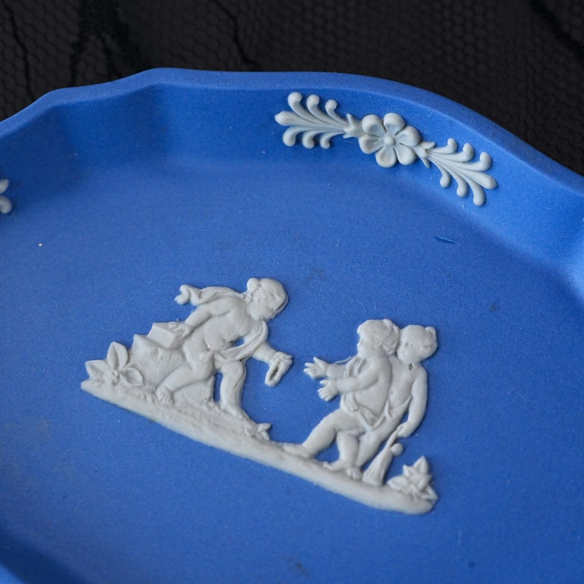 Vintage Wedgwood Pale Blue Jasperware Oval Pin Tray photo 5
