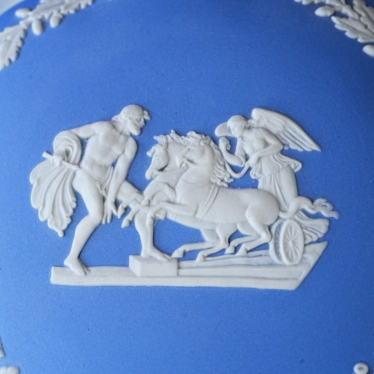 Vintage Wedgwood Pale Blue Jasperware Cherub Trinket Box photo 5