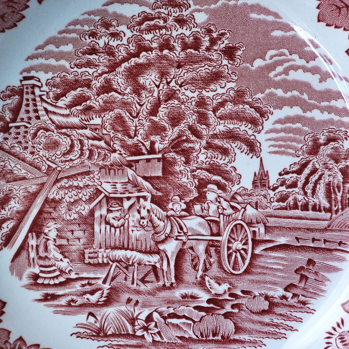 Vintage Wood & Sons English Scenery Pink Transferware Soup Bowl photo 2