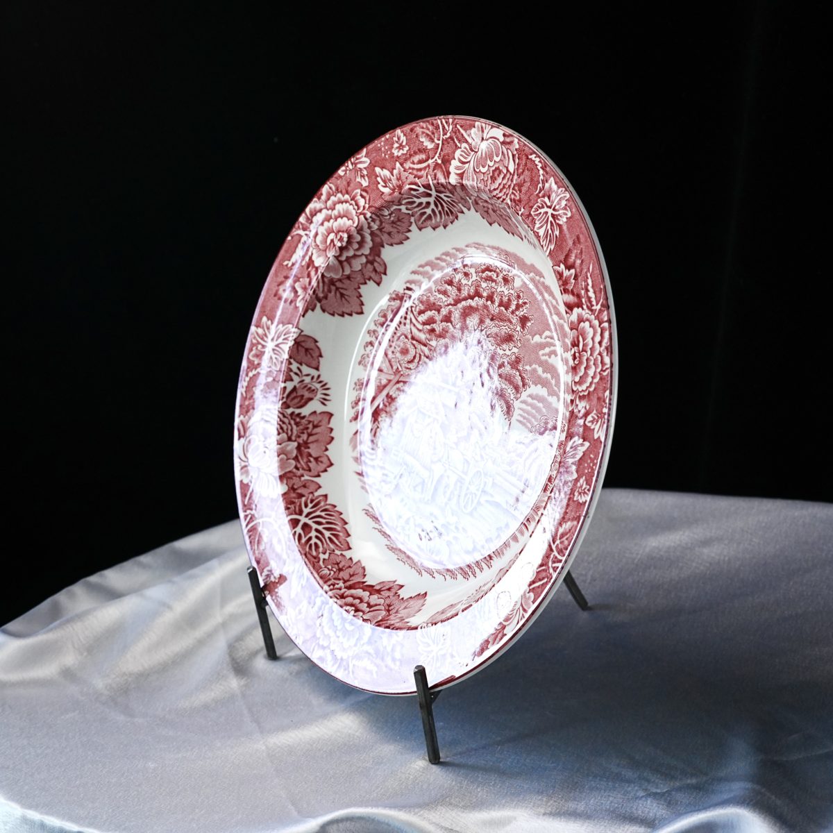 Vintage Wood & Sons English Scenery Pink Transferware Soup Bowl photo 4