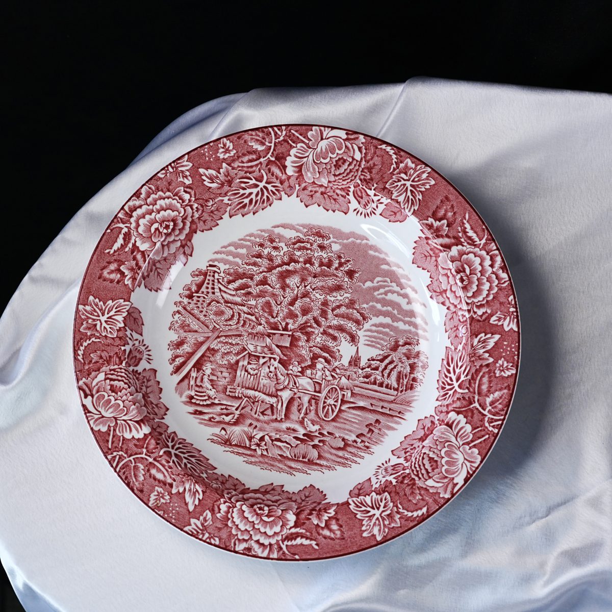 Vintage Wood & Sons English Scenery Pink Transferware Soup Bowl photo 5